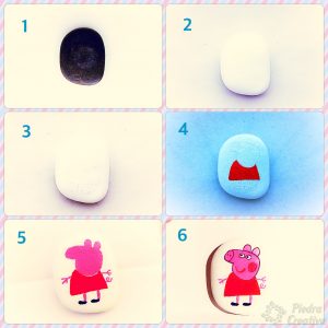 Step by Step Peppa Pig painted in stone