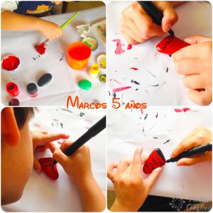 Pintando piedras de monstruos con los peques