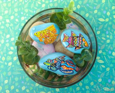 DIY pecera de piedras pintadas con peces de colores