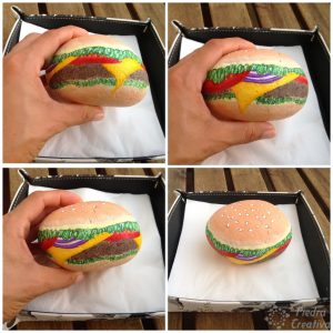 Como hacer un servilletero de hamburguesa en piedra pintada