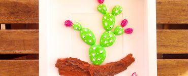 Cactus con piedras pintadas para cuadro por PiedraCreativa