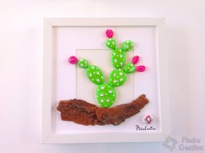 cuadro de cactus pintado en piedras por piedracreativa 300x224 - Como hacer un cuadro de cactus para regalar