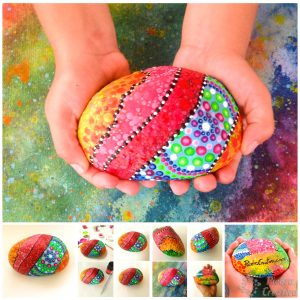 diy piedra pintada sujeta puertas piedracreativa 300x300 - Painted rock door stop