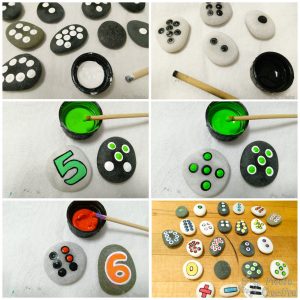 pasos para hacer puntos manualidad sumas y restas 300x300 - Sumas y restas con piedras pintadas