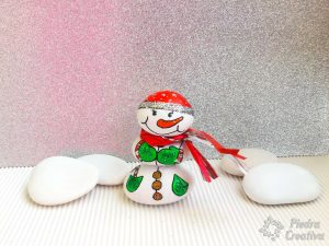 3D snowman stone painting