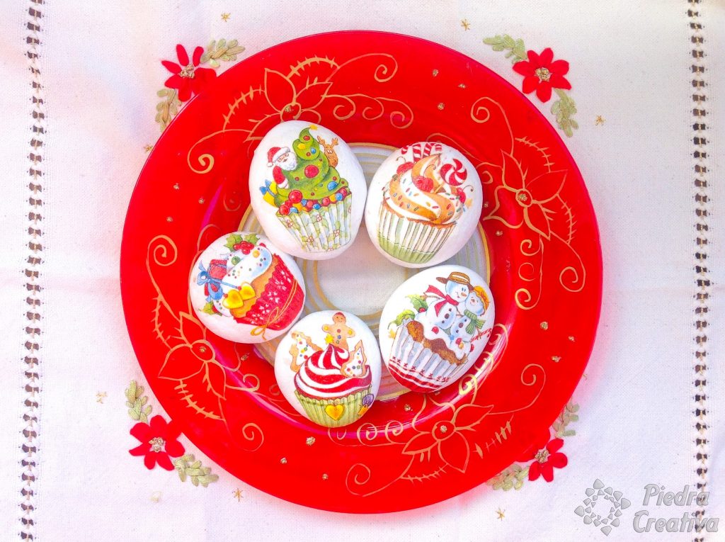 Decoupage con piedras pintadas. PiedraCreativa